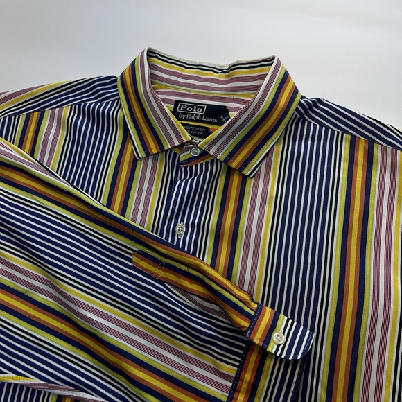 Polo By Ralph Lauren Westerton Shirt Men's‎ XXL Blue Yellow Red Orange Striped - Picture 1 of 7